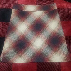 Loft Wool Blend Plaid Skirt Multi Color Size 6